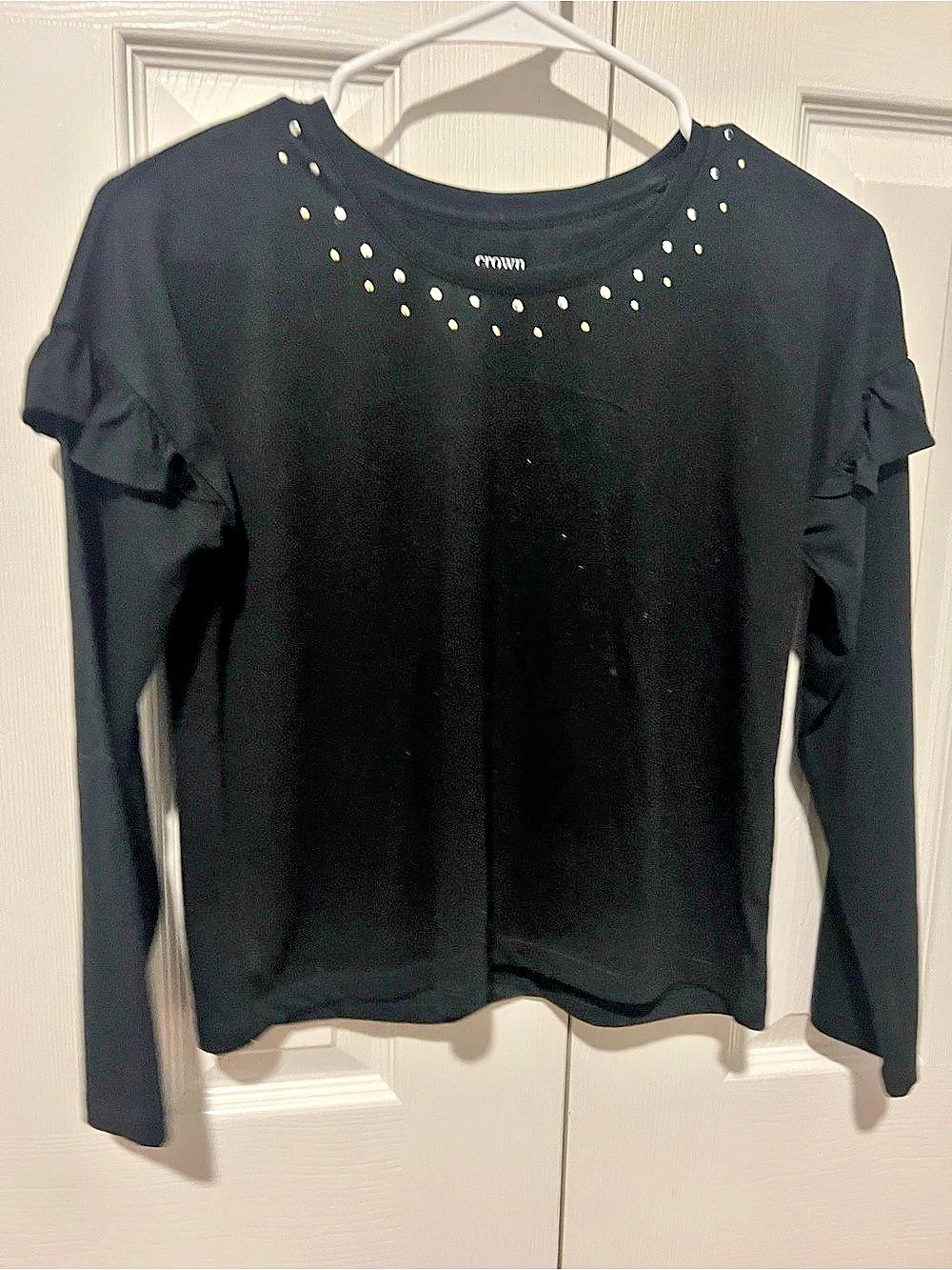 Crown & Ivy Girls' Black Long Sleeve Ruffle